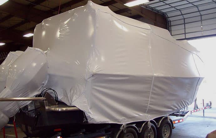 Close up image of our shrink-wrap boat & marine equipment cover