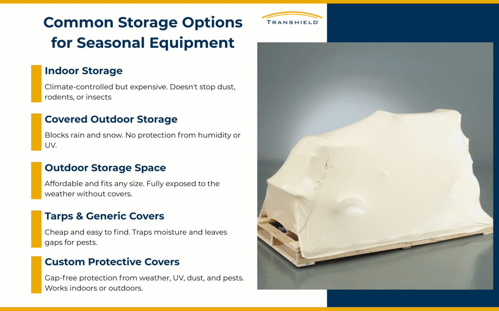 Common Storage Options for Seasonal Equipment Infographic