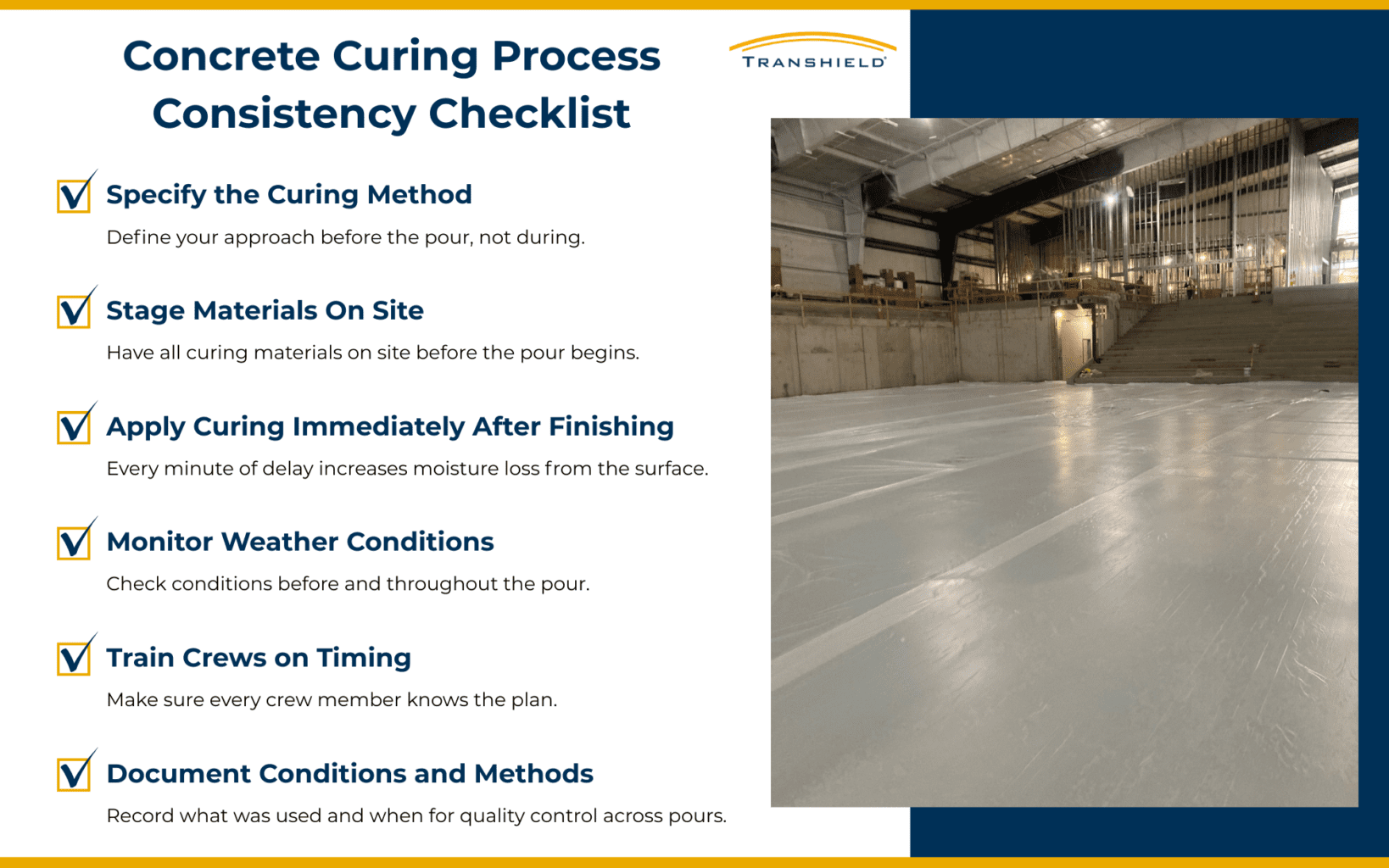 Concrete Curing Process Consistency Checklist Infographic