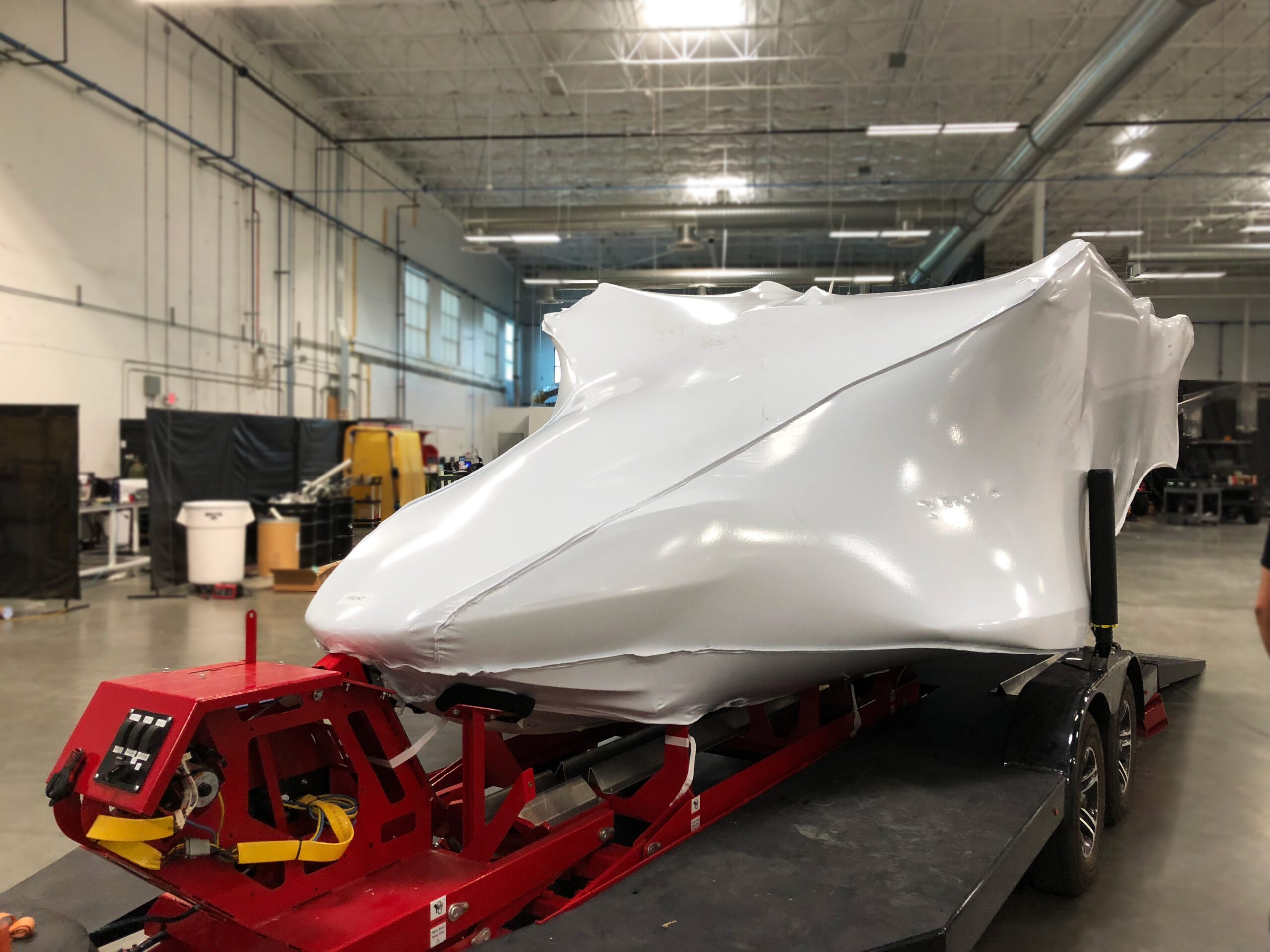 construction equipment Covered on Trailer