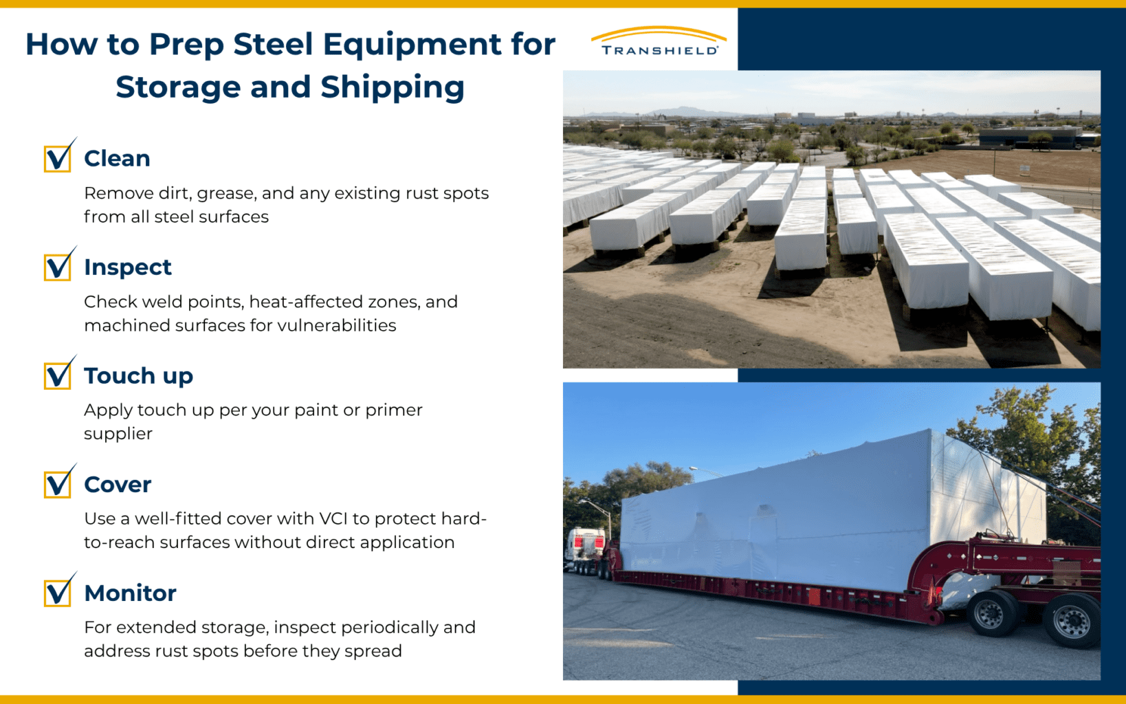 How to Prep Steel Equipment for Storage and Shipping Infographic