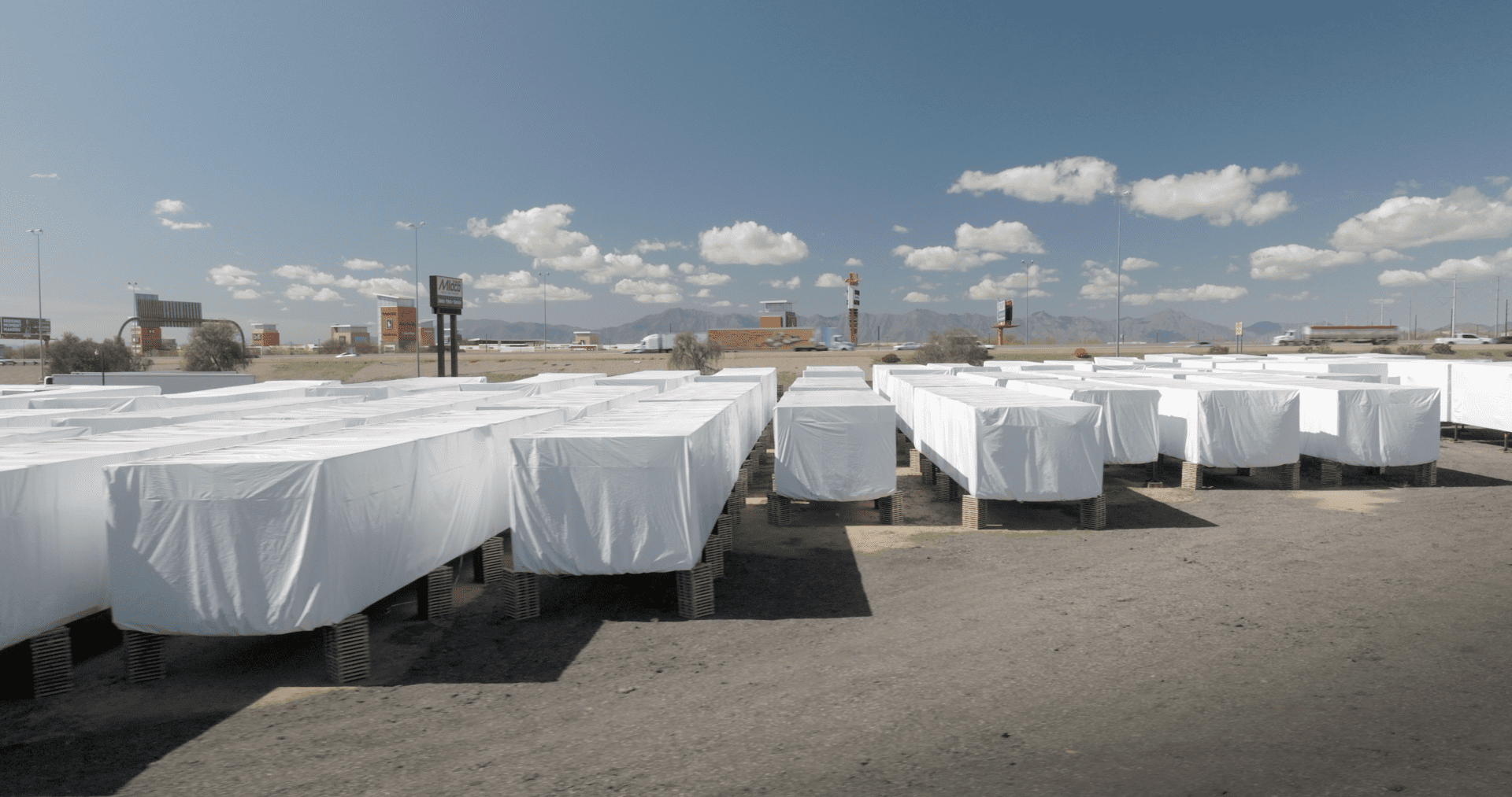 Transhiled Covers on Stored Equipment in a Yard