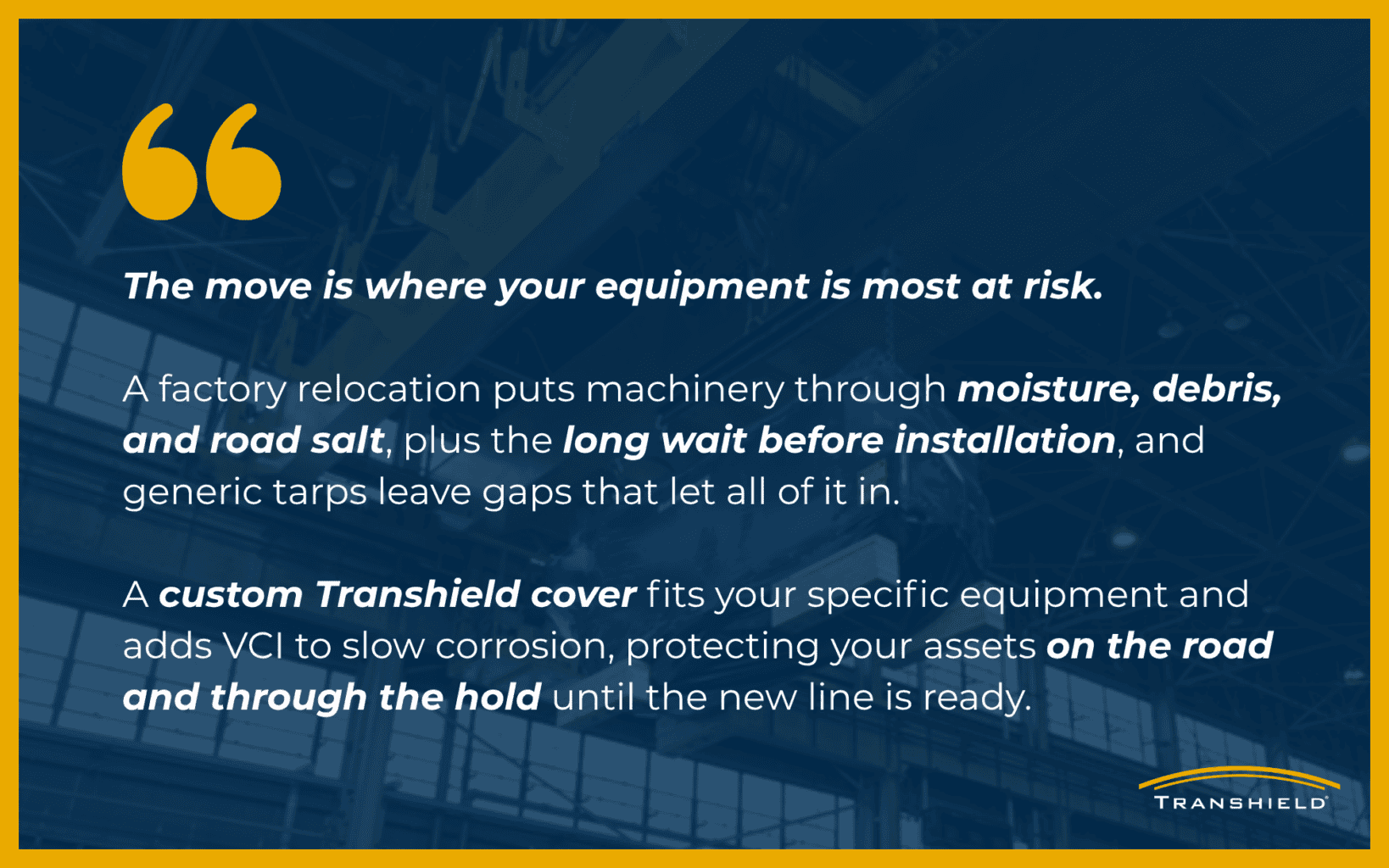 Factory Relocation Equipment Risk Quote