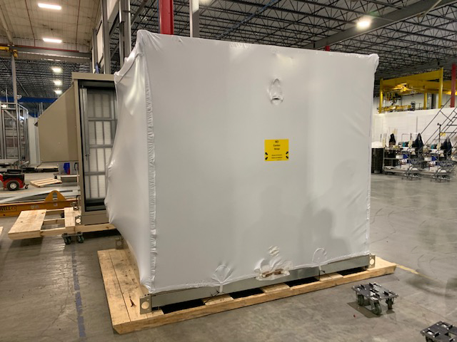 square machinery covered on pallet